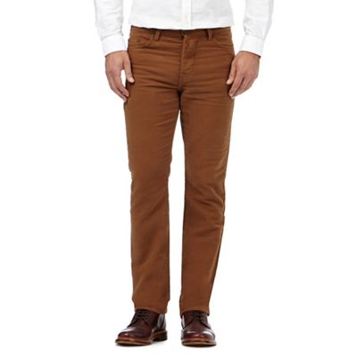 Big and tall tan moleskin tailored fit trousers